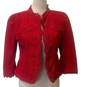 Women's Red Button-Up Jacket